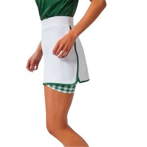 Tuckernuck White Green Trellis 16 Inch Karrie Piped Golf Skirt/Skort Large